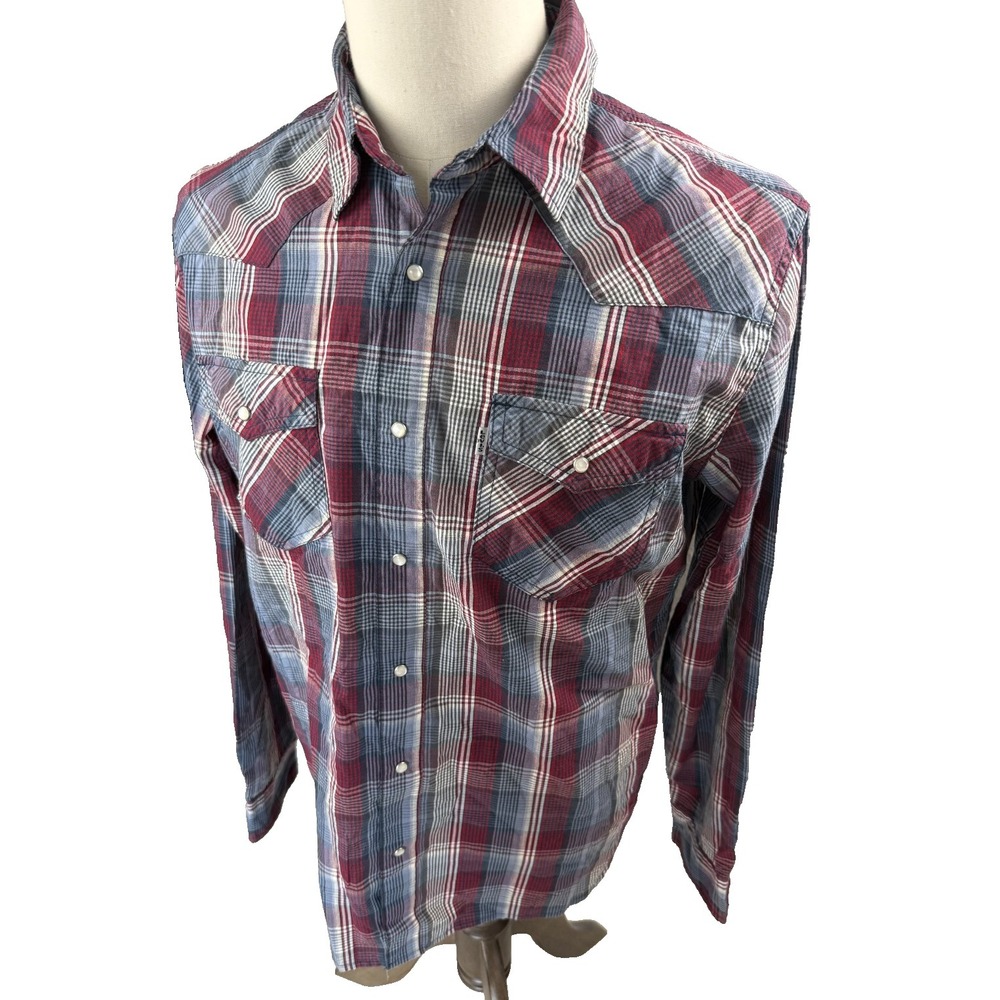 Levi's Strauss & Co. Two Horse Brand Vintage Plaid Snap Shirt Mens Medium
